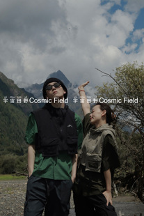 马甲 无袖 叠穿yyds 日系复古立体网格大口袋连帽背心户外徒步工装