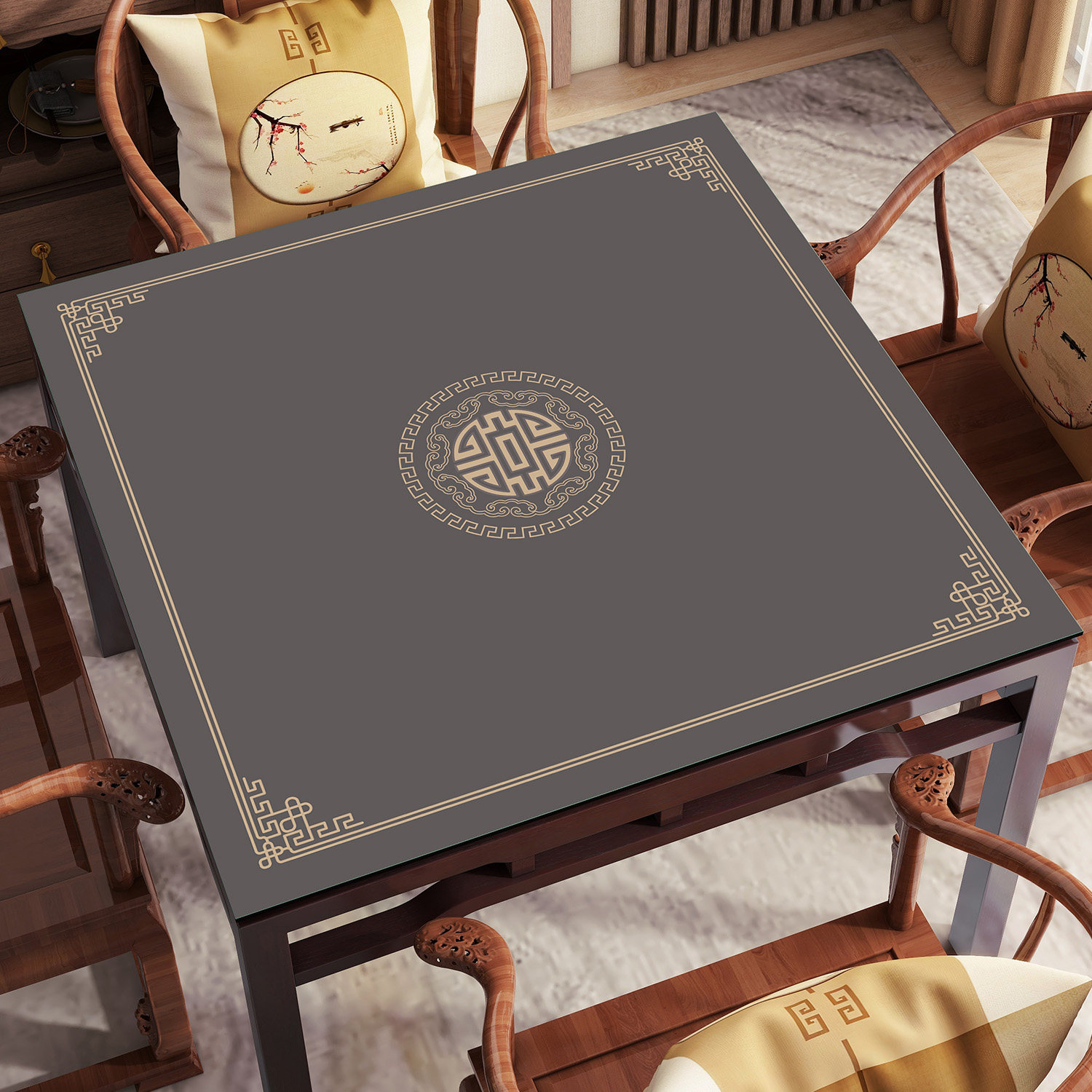 正方形麻将桌布家用棋牌室扑克牌专用桌垫加厚防滑消音硅藻泥盖垫