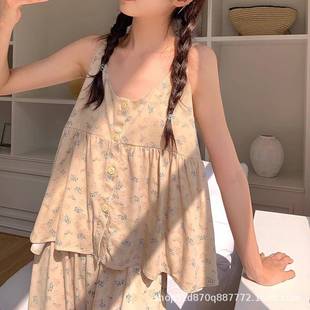 VQH吊带背心可外穿 睡衣美女长裤 家居服夏季 新款 胸甜衣睡带垫大码
