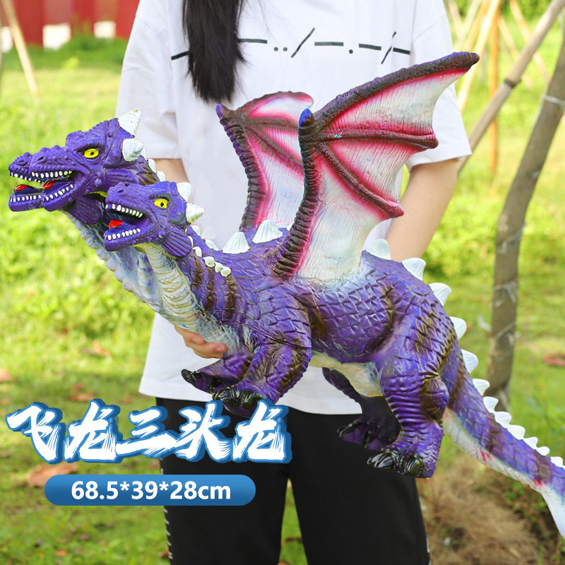 新款大号仿真软胶恐龙玩具发声沧龙飞龙动物鳄鱼模型男女孩儿童