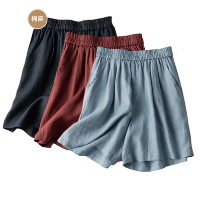 良品女装夏季新款棉麻休闲阔腿裤