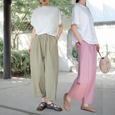 良品女士夏季新款纯棉休闲裤子