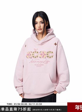 【Achock官方店】acac系列毛巾绣连帽卫衣美式街头帽衫外套头卫衣