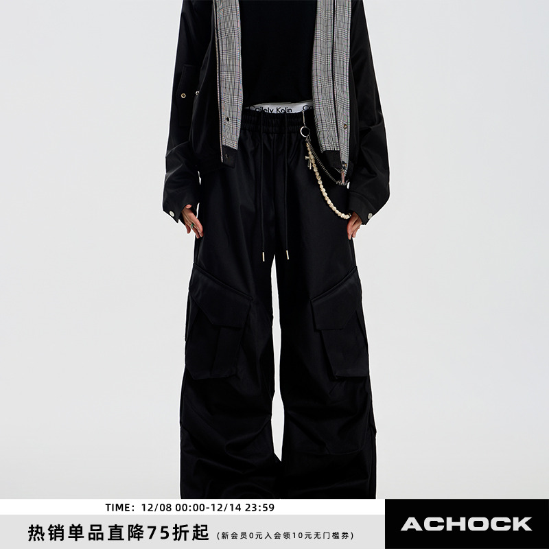 【Achock官方店】潮牌伞兵裤男机能工装裤军事风束脚裤多口袋长裤