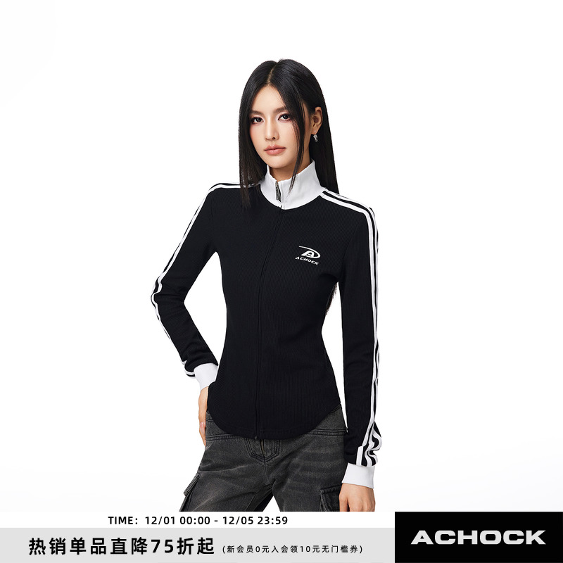 【Achock官方店】潮牌半高领修身显瘦外套女美式街头辣妹拉链卫衣