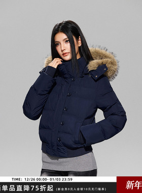 【Achock官方店】菲欧娜fiona保暖连帽棉服收腰显瘦毛领短款棉衣