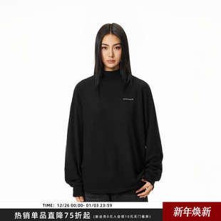 T恤男女潮牌美式 简约基础logo半高领长袖 打底衫 Achock官方店