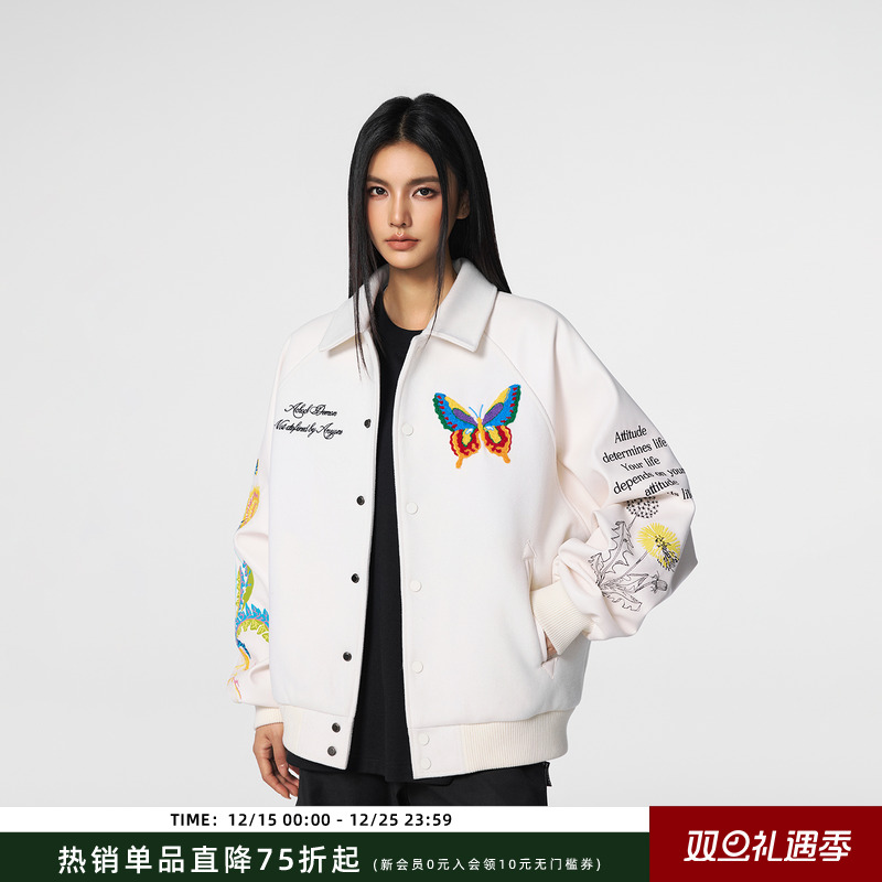 【Achock官方店】25SS新款毛巾绣立领棒球服外套潮牌美式夹克情侣