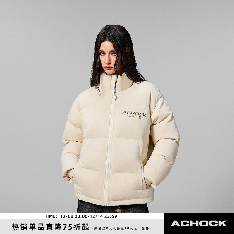 【Achock官方店】秋冬新款logo刺绣保暖棉服简约百搭防风立领外套
