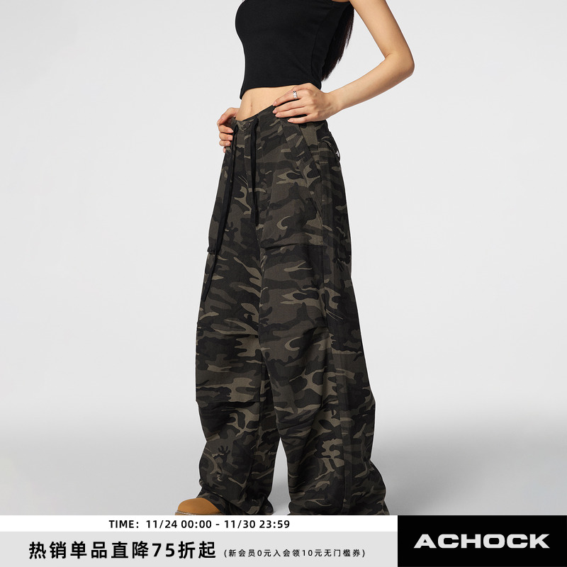Achock美式复古迷彩工装裤