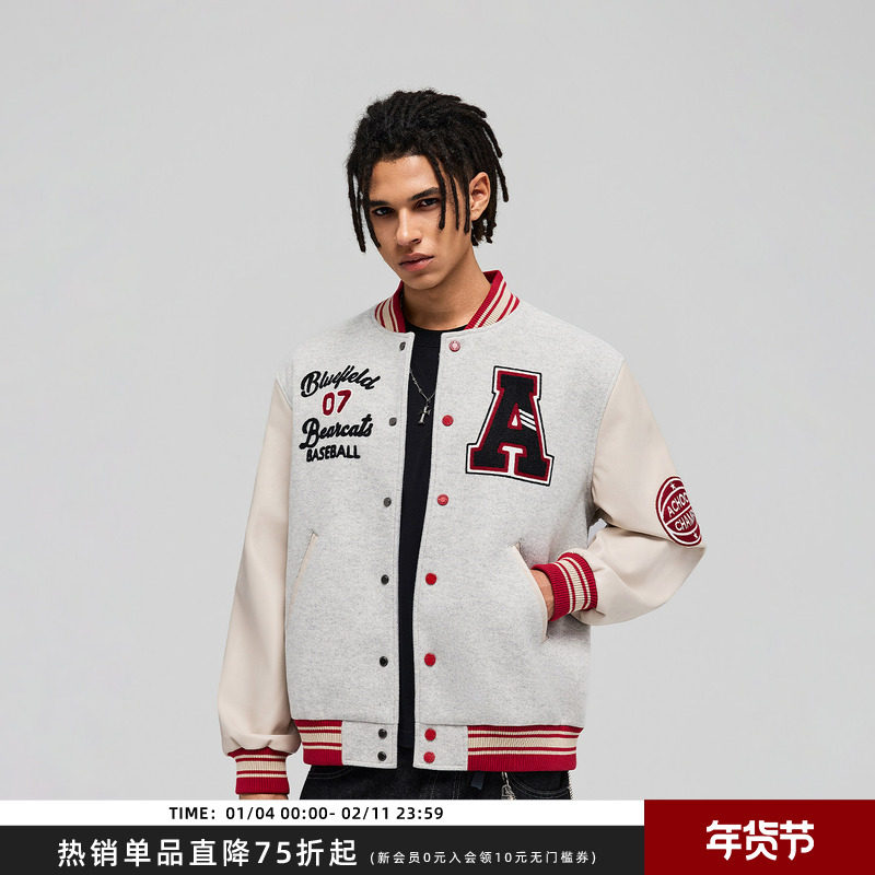 【Achock官方店】美式重磅复古棒球服街头百搭重磅刺绣棒球夹克男