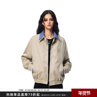 【Achock官方店】复古翻领夹克格子拼接短外套潮休闲工装上衣男女