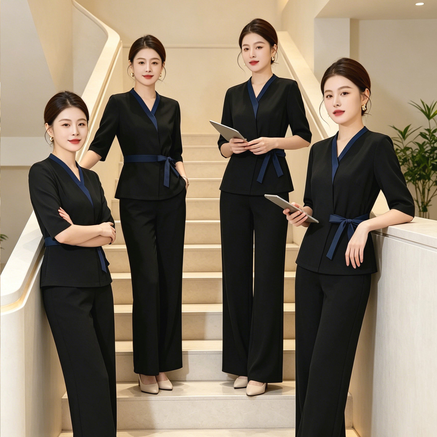 高端美容院美容师工作服女夏季短袖足疗养生会所按摩技师薄款套装