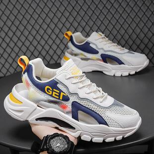 夏季男鞋网面透气薄款防臭网鞋男款初中学生镂空网眼运动老爹潮鞋