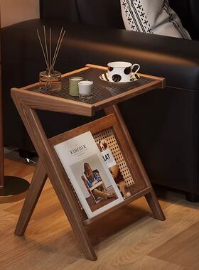 边几小茶几客厅床头实木桌子沙发边柜可移动迷你角几原木风置物架