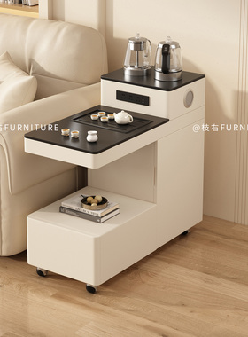 轻奢实木可移动茶几自动上水烧水壶一体小推车客厅家用沙发侧边柜