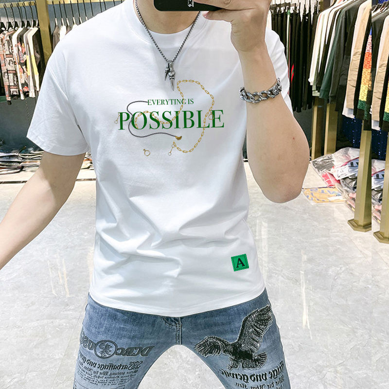 半袖印花中青年百搭园领短袖