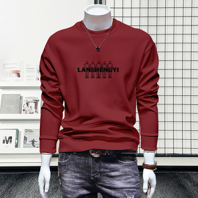 蓝晟依卫衣男款爆款2025新款男士长袖百搭上衣加绒打底衫圆领外套