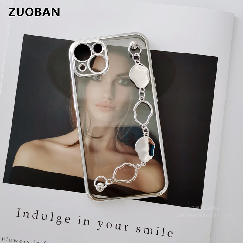 原创链条适用iPhone15手机壳小众简约苹果14pro透明13promax软壳11全包xsmax防摔12pm电镀xr银色x高级感8p女,3C数码配件,手机保护套/壳,淘宝优惠券,粉丝福利购,淘宝优惠卷