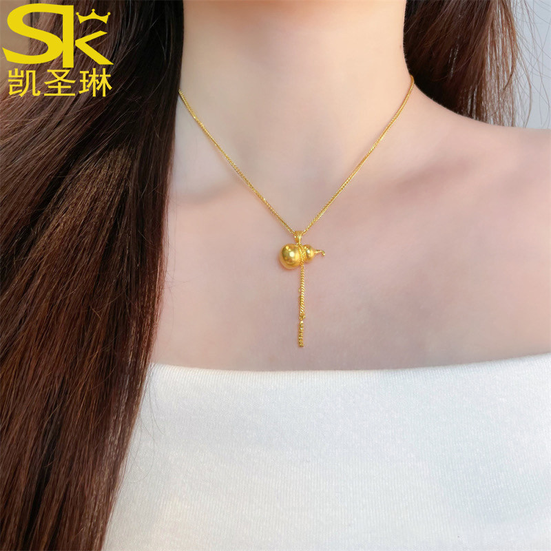 5G黄金流苏葫芦吊坠女999足金气质新款福禄项链纯金挂坠百搭送礼