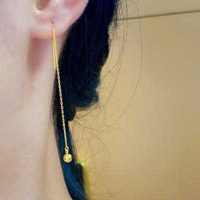 999足金球球耳线送女友礼物