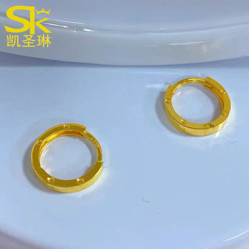 999足金圆圈耳扣轻奢高级感