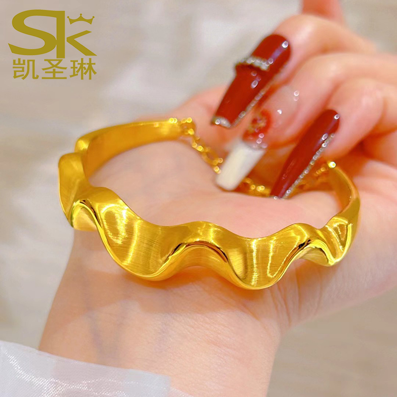 999足金绸缎手镯送女友礼物