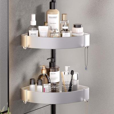 太空铝卫生间浴室置物架三角壁挂式免打孔转角厕所洗手洗澡间收纳