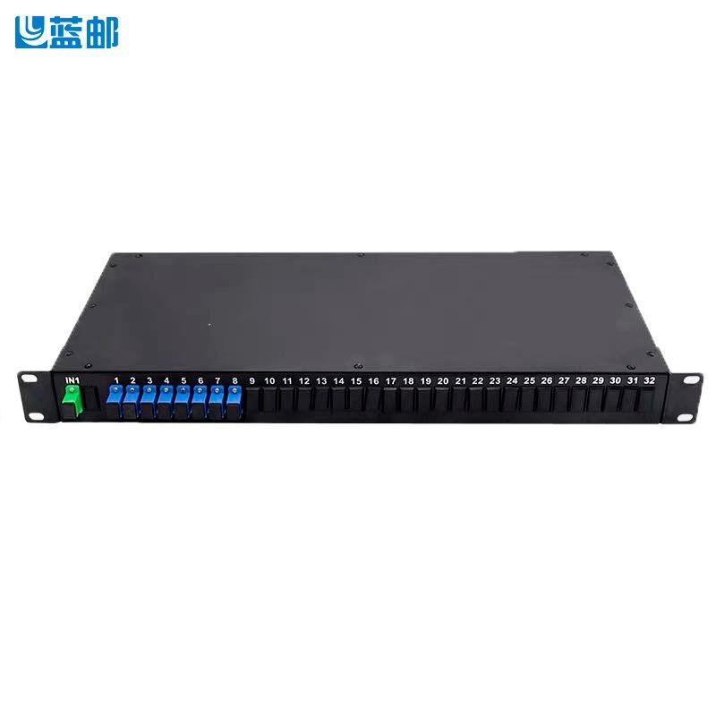 蓝邮机架式光分路器机箱1U电信级盒式1*8SC/UPC全波长PLC可装盒式