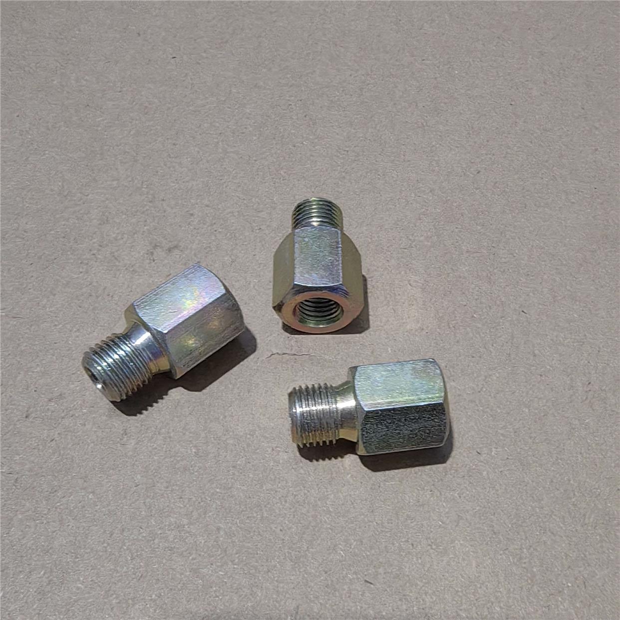 外丝M10*1-转内丝M8*1钢铁材料镀锌高压铁转化细牙接头0810