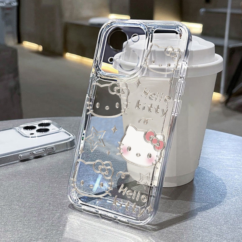 玲玲线条kt猫适用苹果16/14手机壳iPhone15promax新款nova12华为mate60荣耀90防摔16小米13透明vivo全包oppo