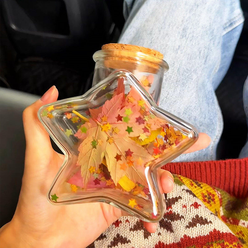 星星瓶子许愿瓶捡秋标本装树叶玻璃瓶高颜值家居装饰品摆件漂流瓶
