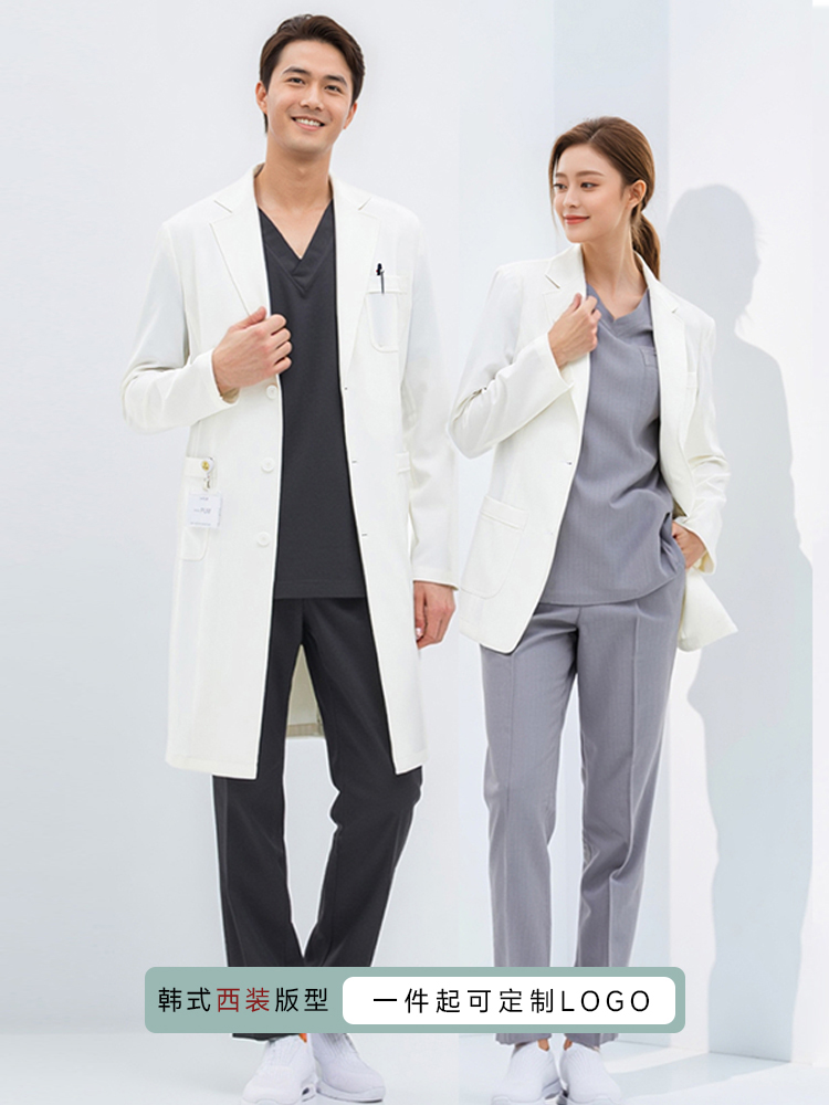 Korean high-end white coat doctor work clothes medical doctor experimental clothes men and women dental medical beauty hospital nurse uniform