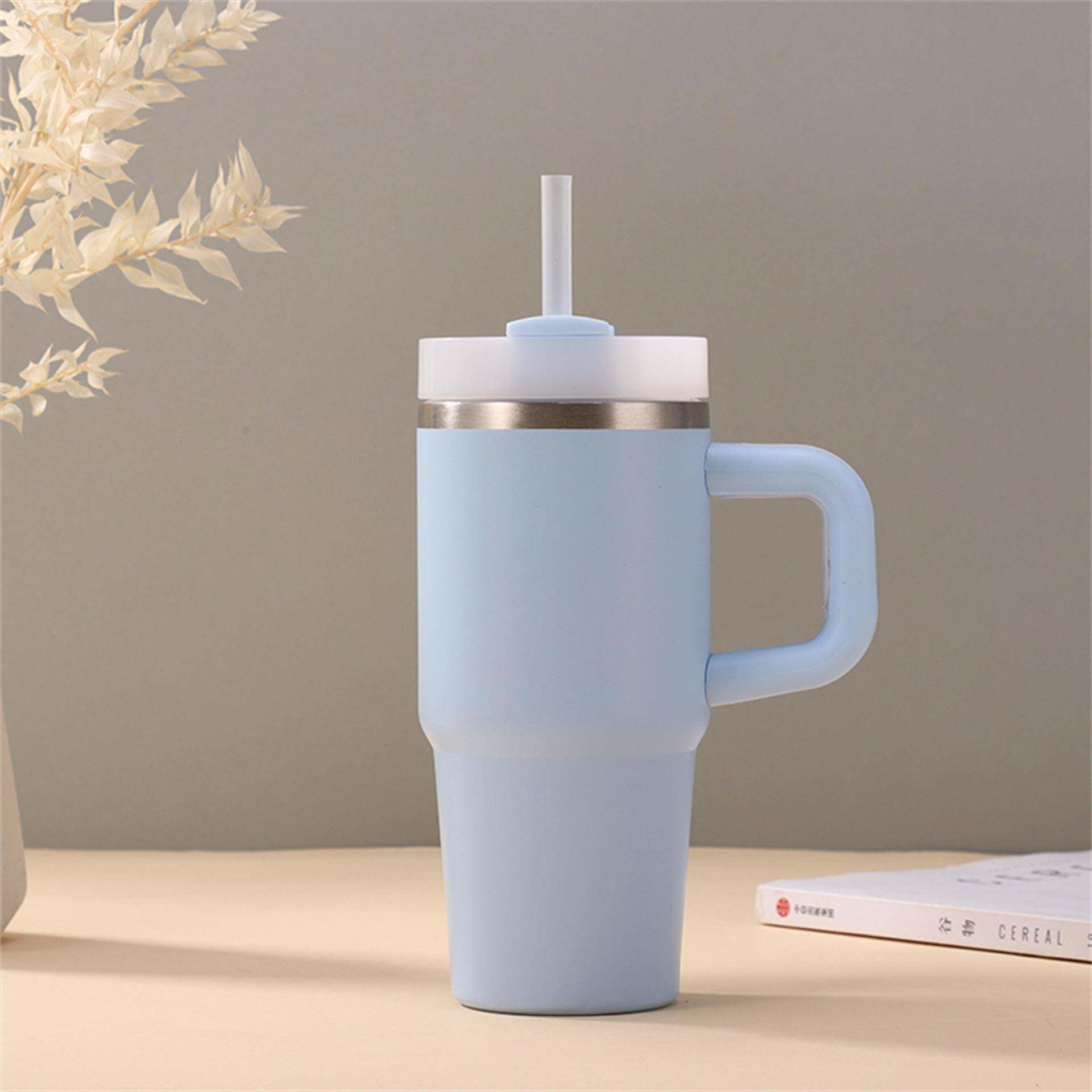 跨境童热销14oz儿手柄杯随身便携车杯多色迷你车载杯慧太带吸管汽