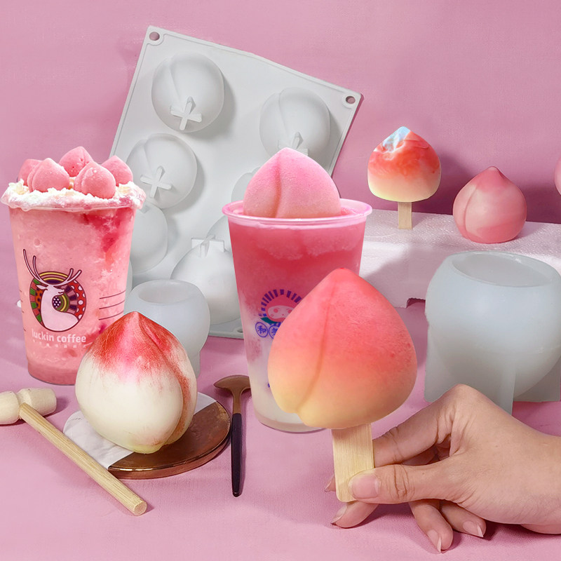 都茉网红桃子法式慕斯蛋糕模仿真仙桃果冻奶冻寿桃巧克力硅胶模具