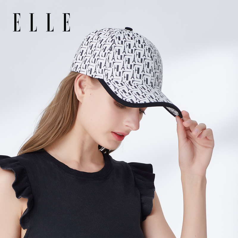 ELLE鸭舌帽女夏季大头围显脸小硬顶户外遮阳防晒防紫外线棒球帽子