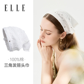 ELLE发箍头巾一体三角巾包头方巾帽田园风发饰女沙滩发带蕾丝花边