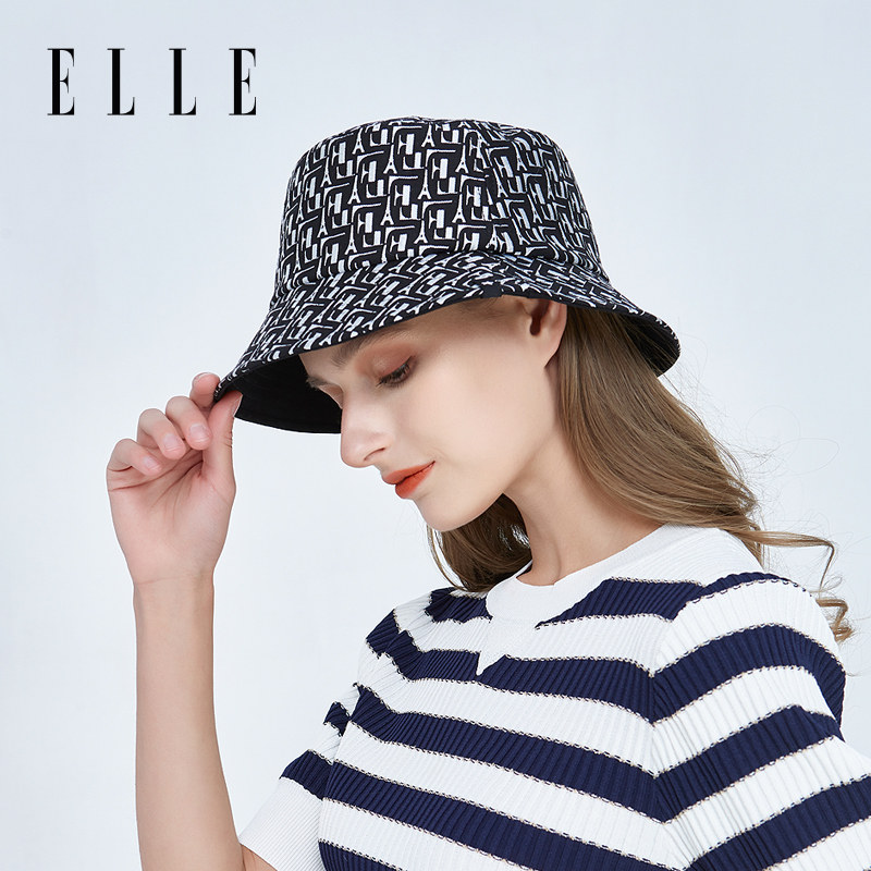 ELLE渔夫帽女士春秋季老花logo防晒遮阳太阳帽子防紫外线时尚盆帽,服饰配件/皮带/帽子/围巾,帽子,淘宝优惠券,粉丝福利购,淘宝优惠卷
