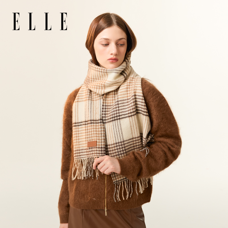 ELLE保暖围巾新品千鸟格