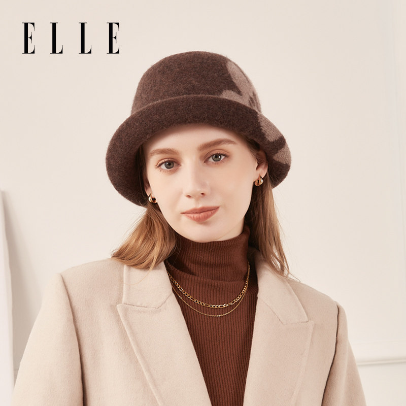 ELLE羊毛渔夫帽女士户外时尚百搭法式优雅大头围显脸小定型帽盆帽,服饰配件/皮带/帽子/围巾,帽子,淘宝优惠券,粉丝福利购,淘宝优惠卷