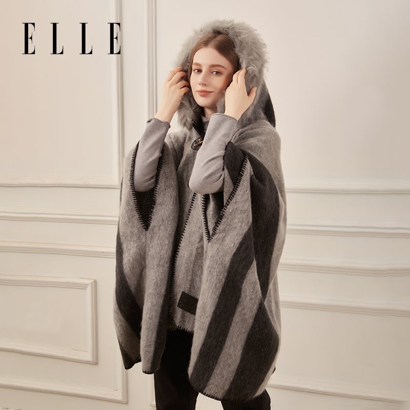 ELLE秋冬季披肩女士斗篷