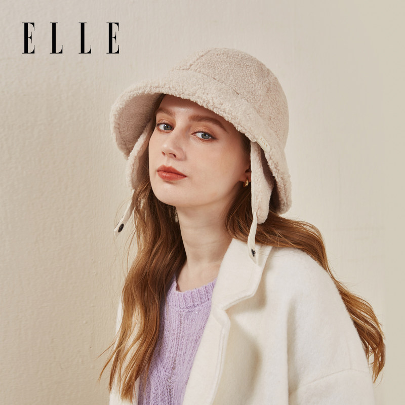 ELLE羊羔绒渔夫帽女士秋冬季户外保暖护耳大头围显脸小泰迪绒盆帽,服饰配件/皮带/帽子/围巾,帽子,淘宝优惠券,粉丝福利购,淘宝优惠卷