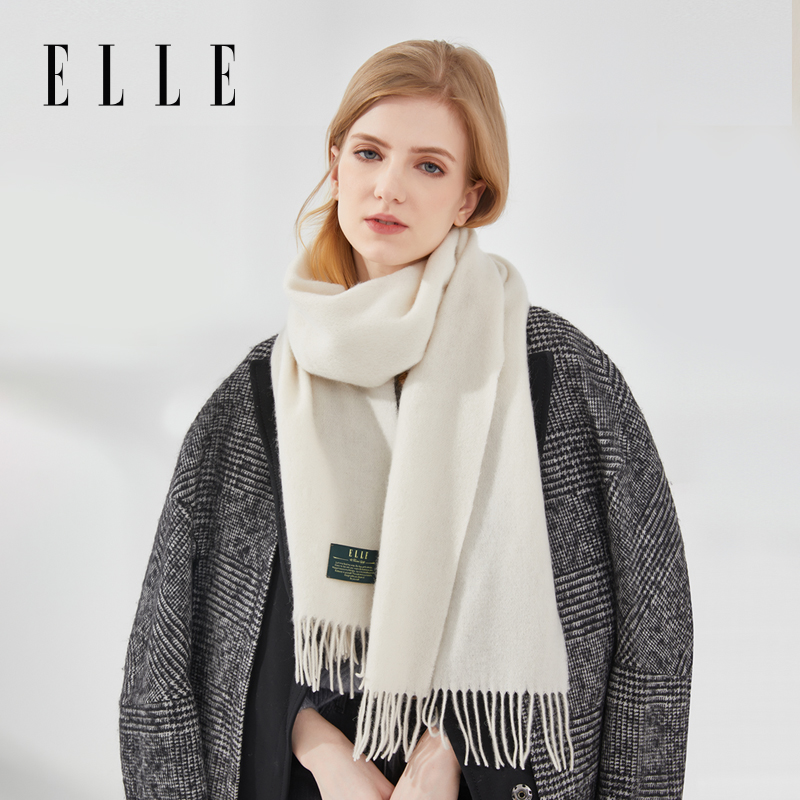 ELLE围巾100%羊毛女秋冬季