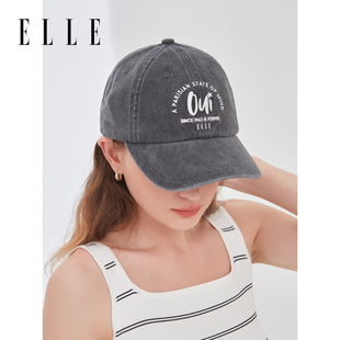 ELLE牛仔棒球帽女士户外防晒防紫外线时尚 水洗做旧显脸小鸭舌帽子