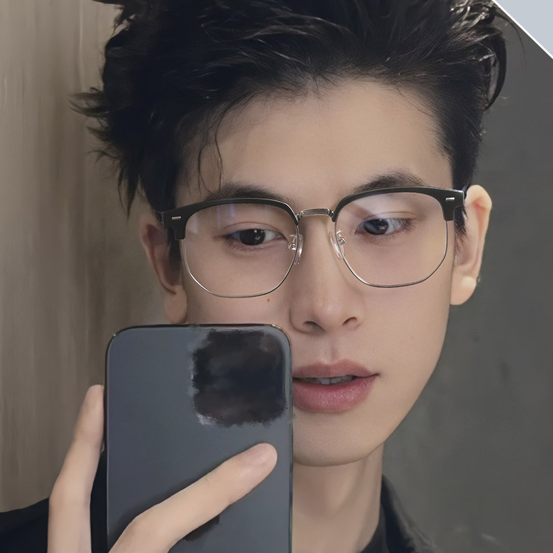 痞帅文艺复古半框眼镜男款近视
