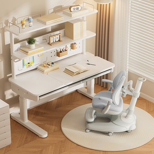 凯米熊儿童学习桌小学生书桌实木书桌可升降桌子家用课桌椅套装