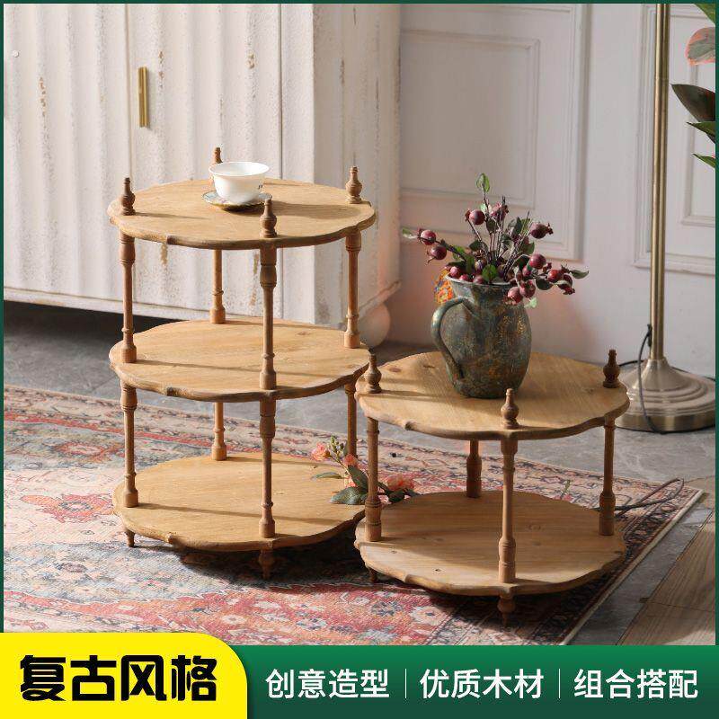 茶几边柜架厨房多层置物架法式餐边柜架落地置物架复古置物架