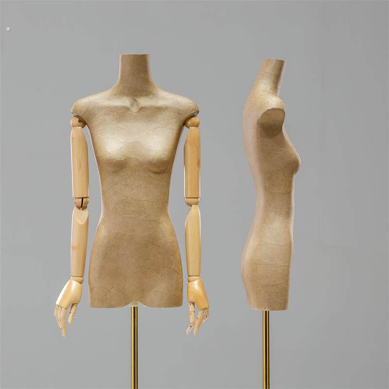 服装店原版扁身模特展示架女平胸半身橱窗人台女装复古牛皮纸模特