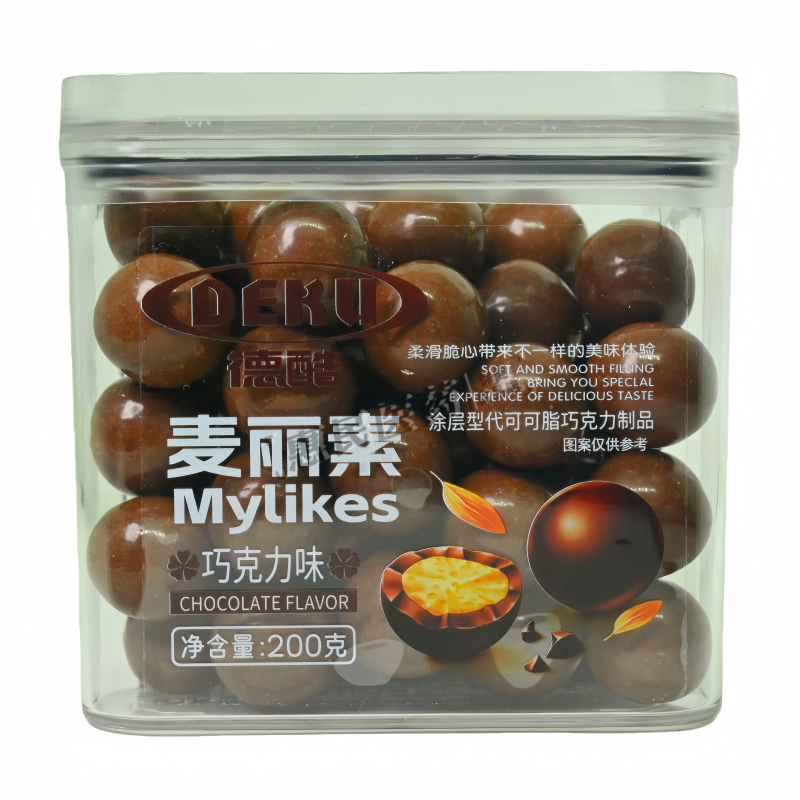 德酷麦丽素巧克力味涂层型代可可脂巧克力制品柔滑脆心200g/盒