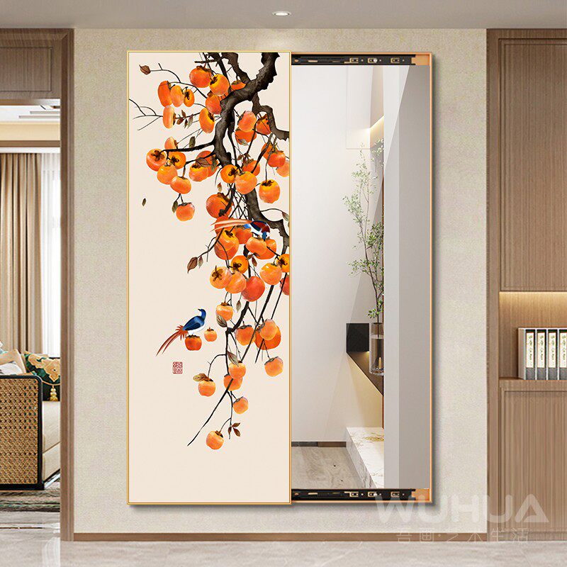 可关闭隐藏式推拉全身镜装饰画 画暗藏式穿全身镜隐形镜子画 画玄
